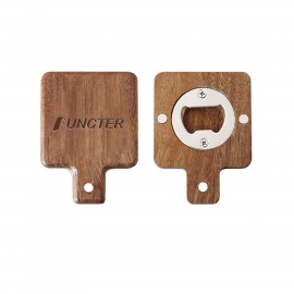 2 in 1 Square Wood Beer Opener Refrigerator Sticker with Logo