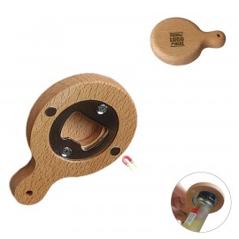 Wooden Handle Bottle Opener With Magnet with Logo