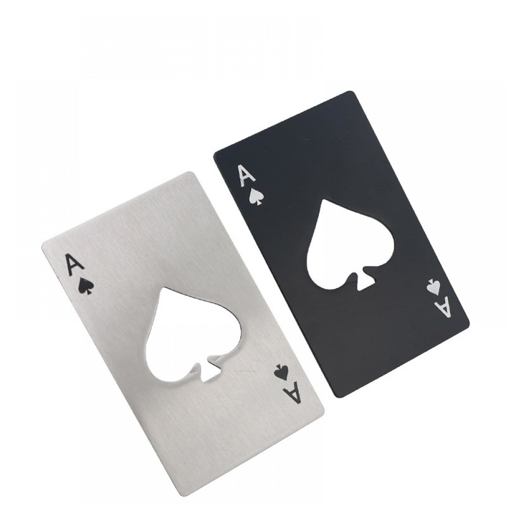 Stainless Steel Poker Shape Credit Card Bottle Opener with Logo