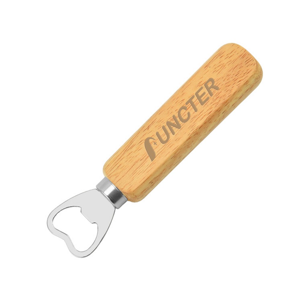 Logo Branded Wooden Handle Stainless Steel Wine Opener