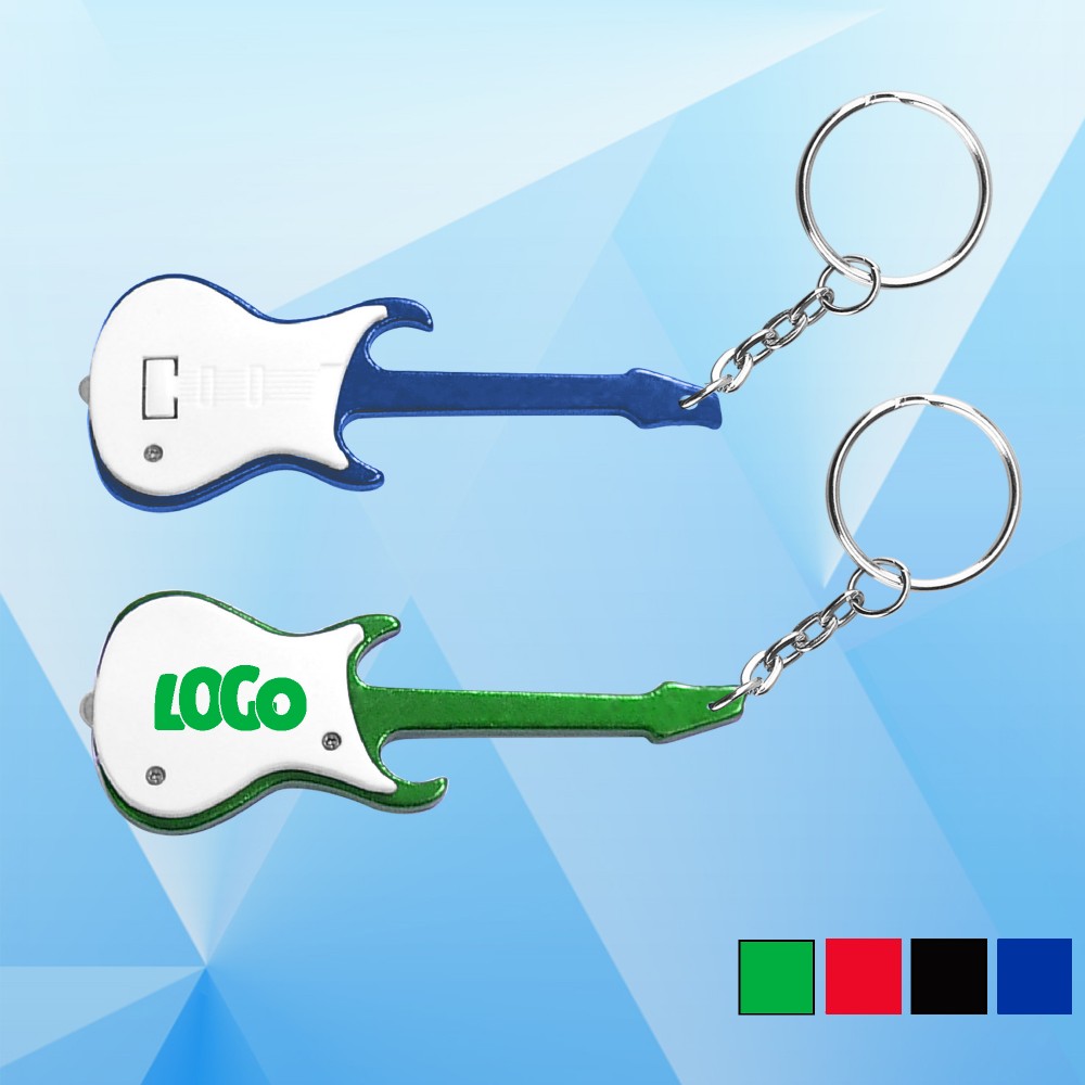 Customized Guitar Shaped LED Bottle Opener with Keychain