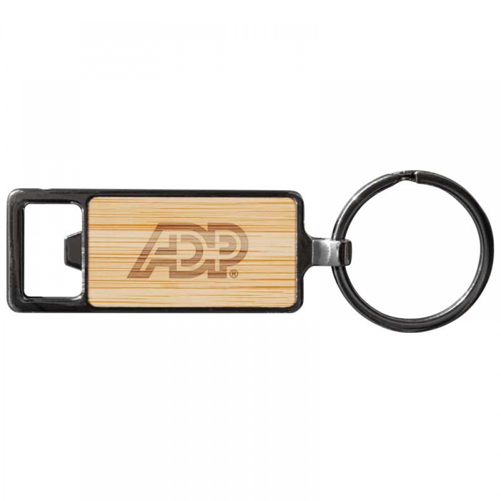 Customized Bamboo Key Chain Bottle Opener