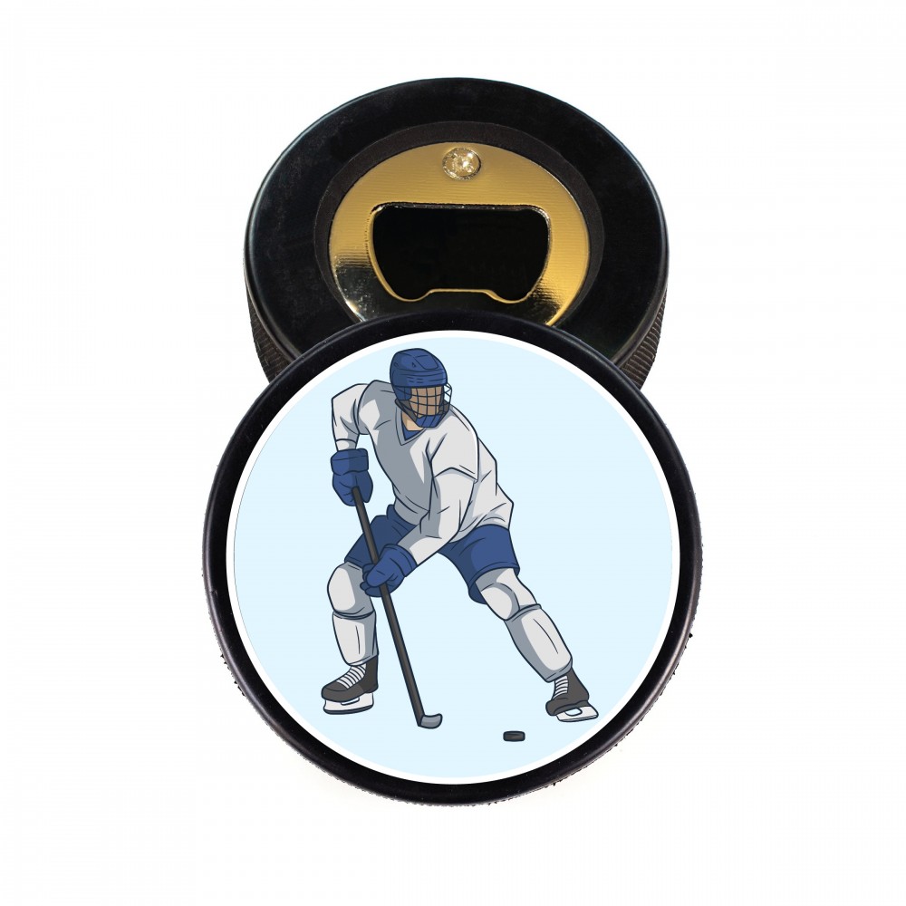 Customized Custom Printed Hockey Puck Bottle Opener