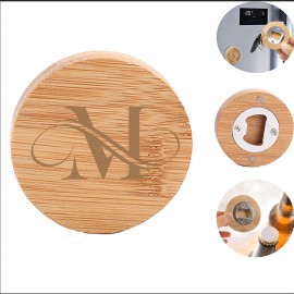 Bamboo Magnetic Refrigerator Bottle Opener with Logo