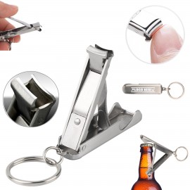 Promotional Straight Bar Nail Clippers With Bottle Opener Key Ring