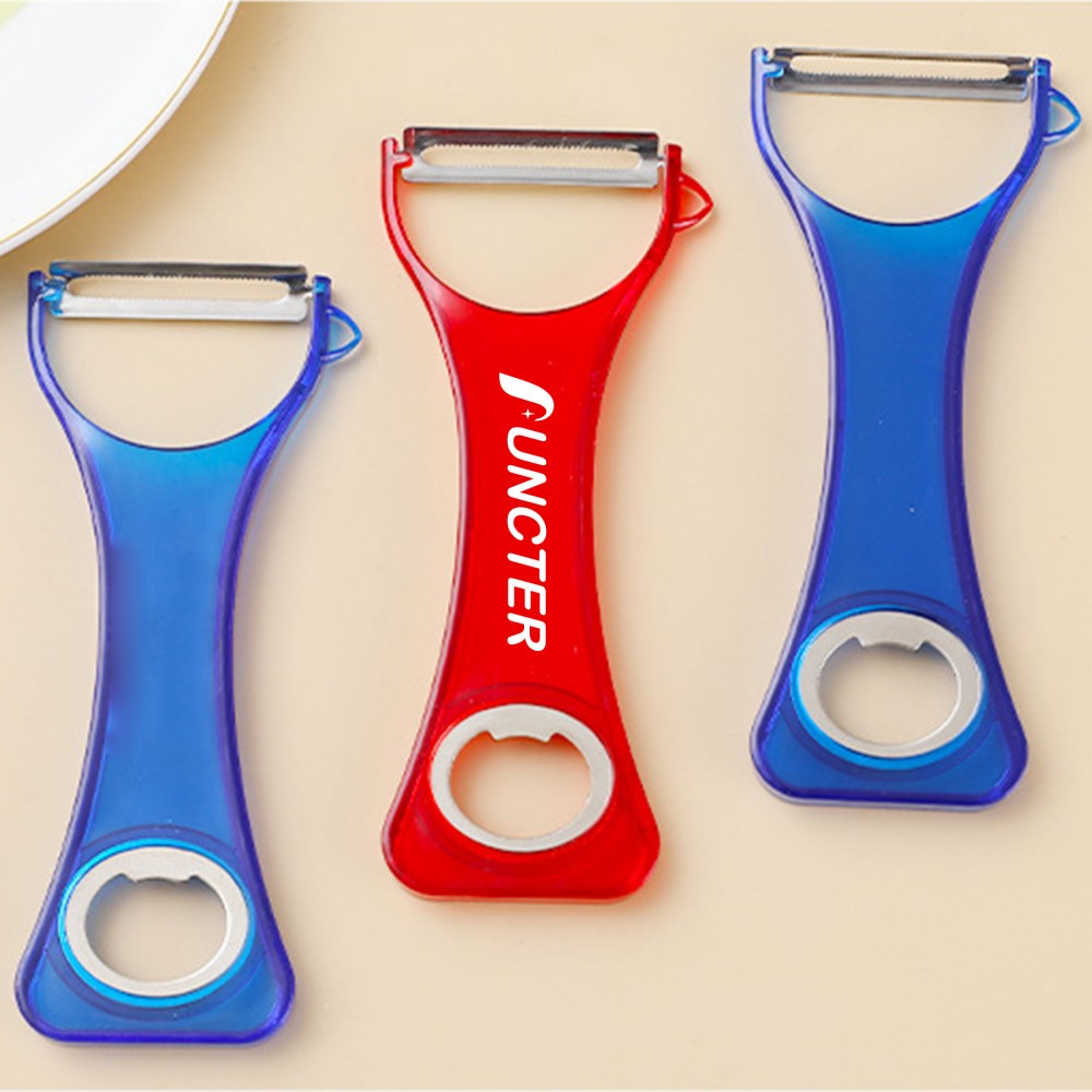 Logo Branded 2 in 1 Peeler with Bottle Opener Sharp Blade Kitchen Tool Fruit Peeler Vegetable Peeler