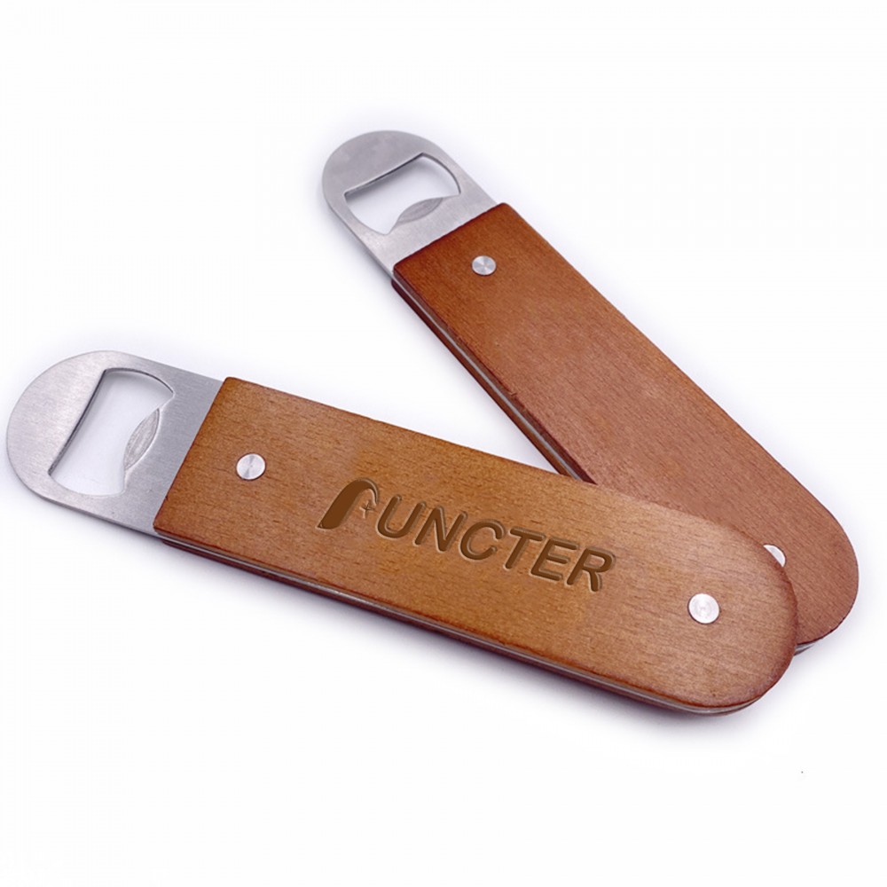 Promotional Wood Handheld Beer Opener Beverage Opener-Size M