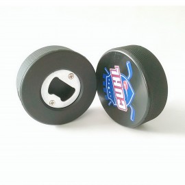 Custom Hockey Puck Bottle Opener with Logo