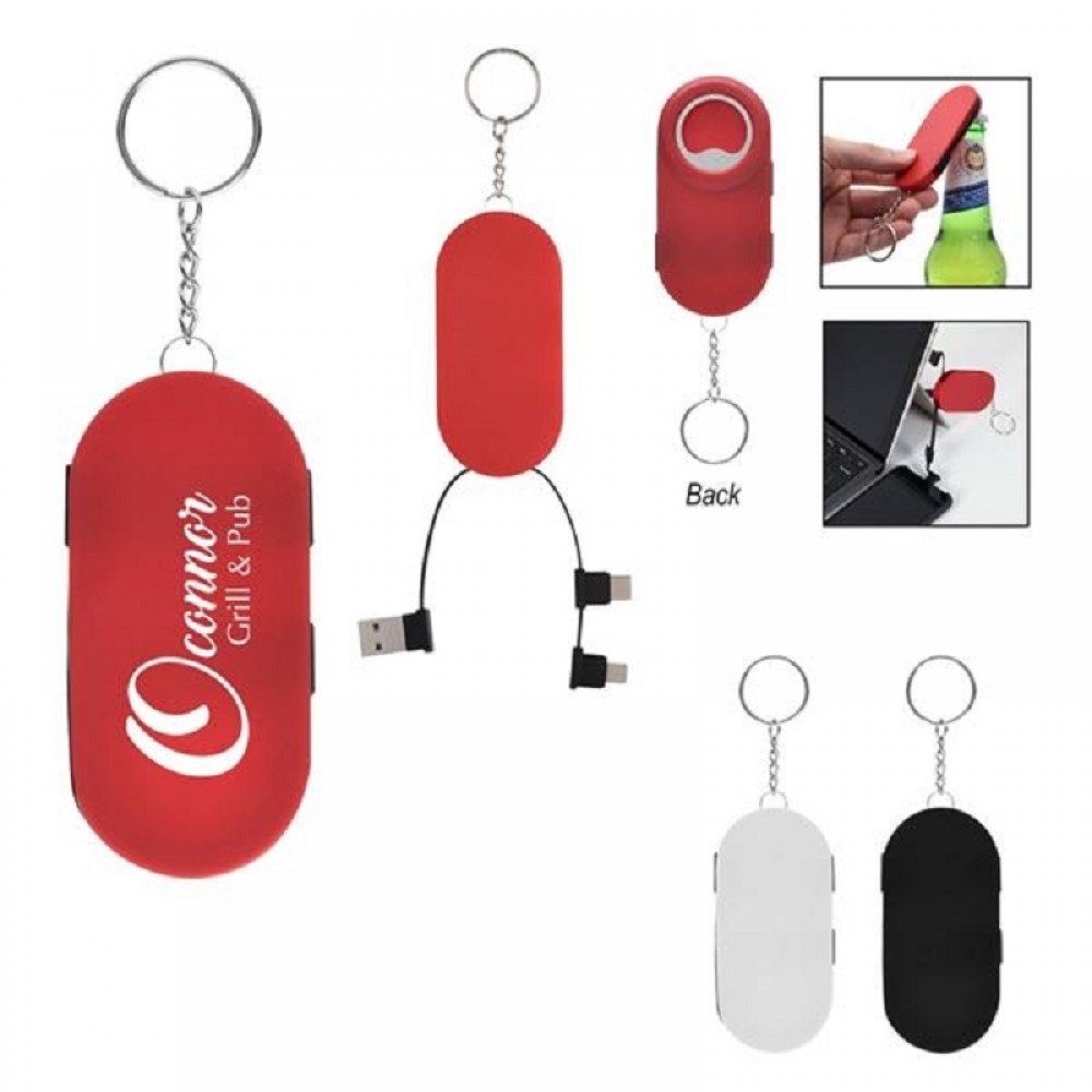 Multi Functional 3 - In - 1 Charging Cable Bottle Opener with Logo