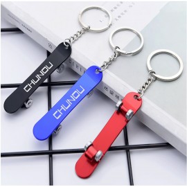 Skateboard Shape Key Chain Beer Opener with Logo