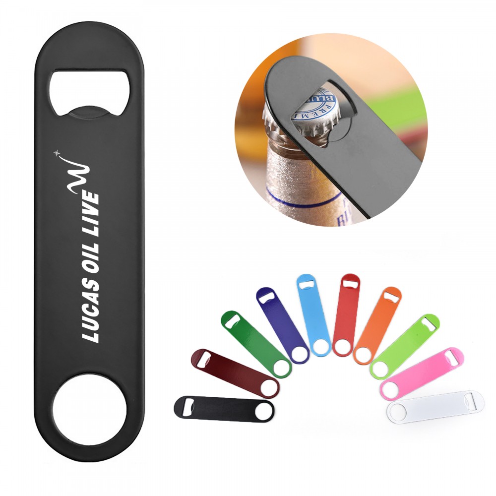 Two-side Full-Color Pub Paddle Style Heavy Duty Stainless Steel Flat Beer Bottle Opener with Logo