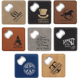 Leather Bottle Opener Coaster with Logo