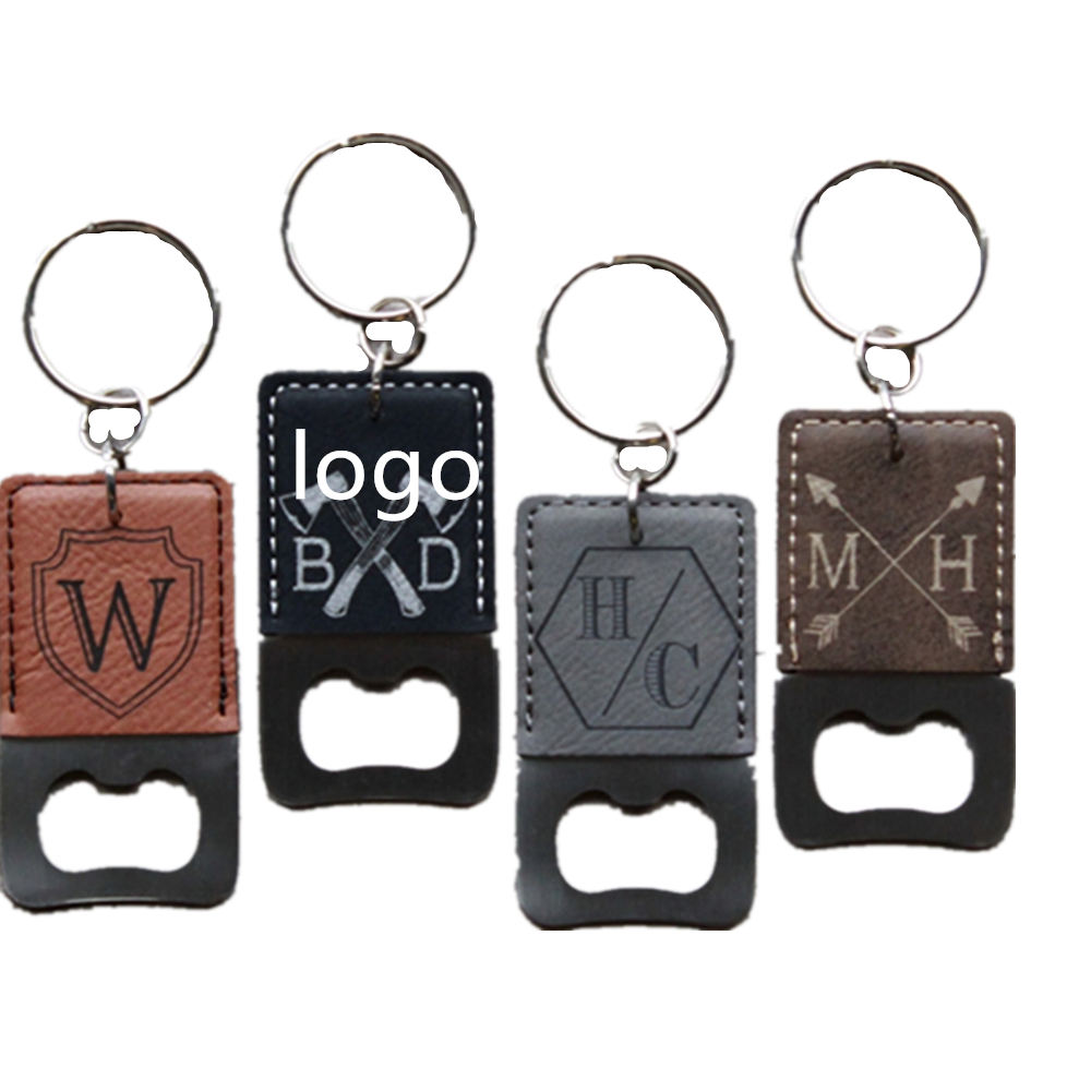 Leather Bottle Opener With Key Ring with Logo
