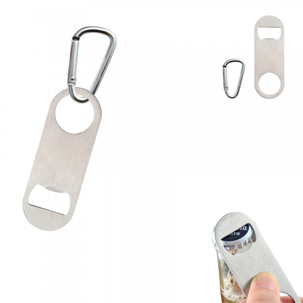 Stainless Steel Bottle Opener With Carabiner with Logo