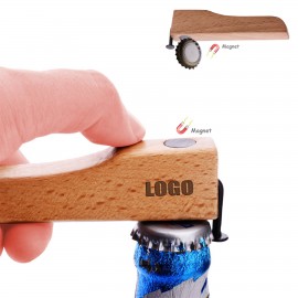 Wood Handle Bottle Opener With Magnet with Logo