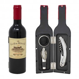 3-Piece Corkscrew Tool Set in Decorative Wine Bottle Case with Logo