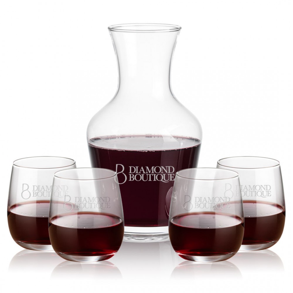 Summit Carafe & 4 Crestview Stemless Wine with Logo