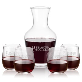 Summit Carafe & 4 Crestview Stemless Wine with Logo