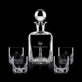 Hillcrest Decanter & 4 On-the-Rocks with Logo