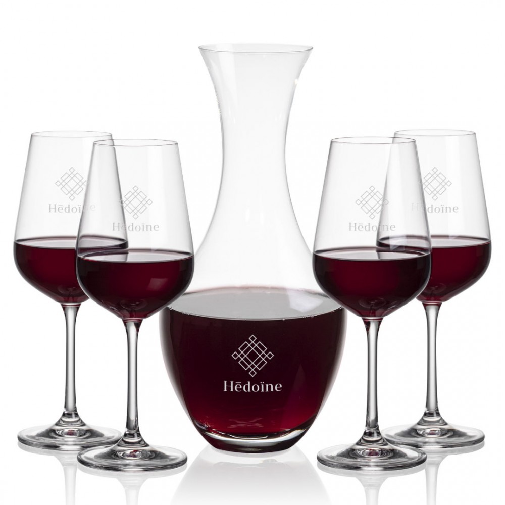 Personalized Oldham Carafe & 4 Laurent Wine