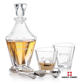 Arellano 3pc Decanter Set & S/S Ice Balls with Logo