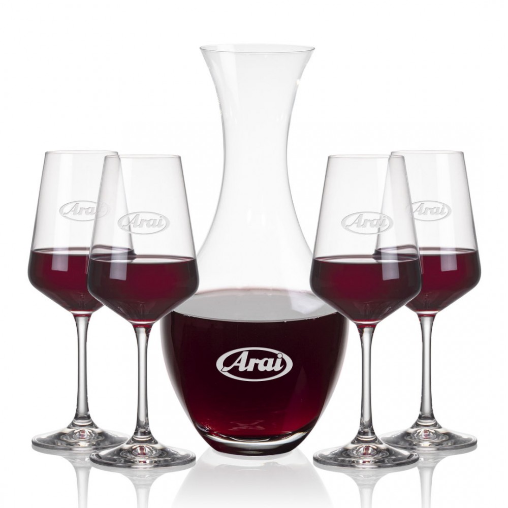 Personalized Oldham Carafe & 4 Cannes Wine