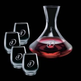 Logo Branded Senderwood Carafe & 4 Stanford Stemless Wine