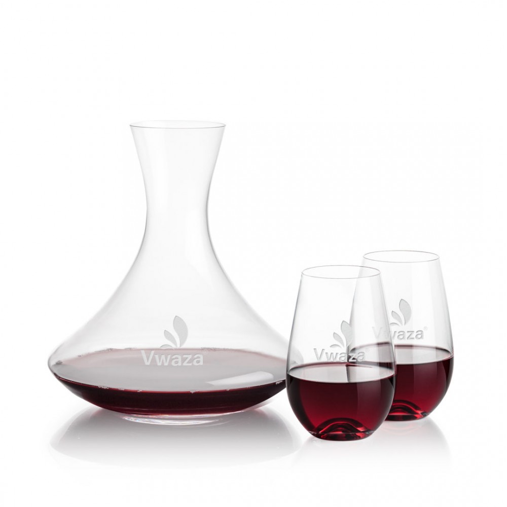 Senderwood Carafe & 2 Boston Stemless Wine with Logo