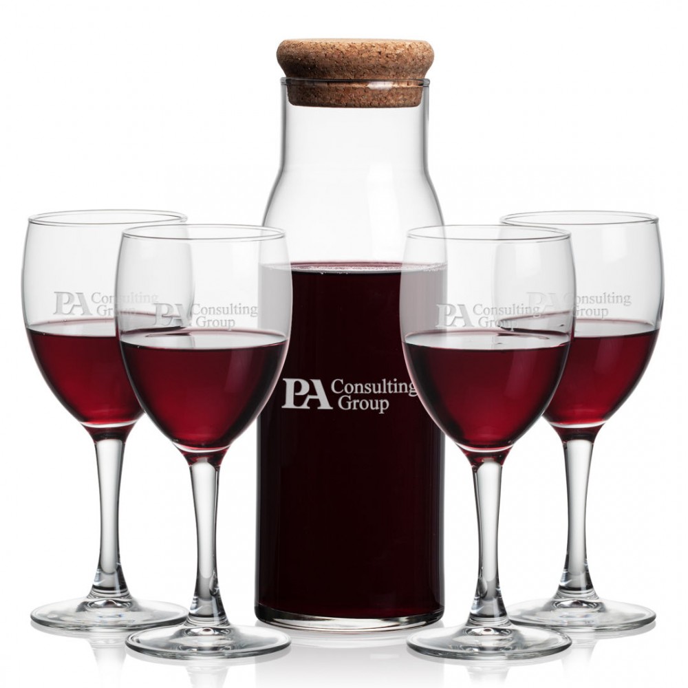 Aviston Carafe & 4 Carberry Wine with Logo