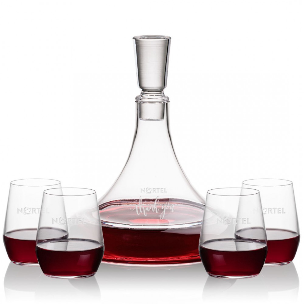 Personalized Ashby Decanter & 4 Germain Stemless Wine