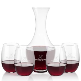 Oldham Carafe & 4 Carlita Stemless with Logo