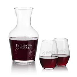 Summit Carafe & 2 Vale Stemless Wine with Logo