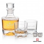 Logo Branded Heathfield 3pc Decanter Set & S/S Ice Cubes