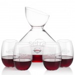 Woodbury Carafe & 4 Carlita Stemless Wine with Logo