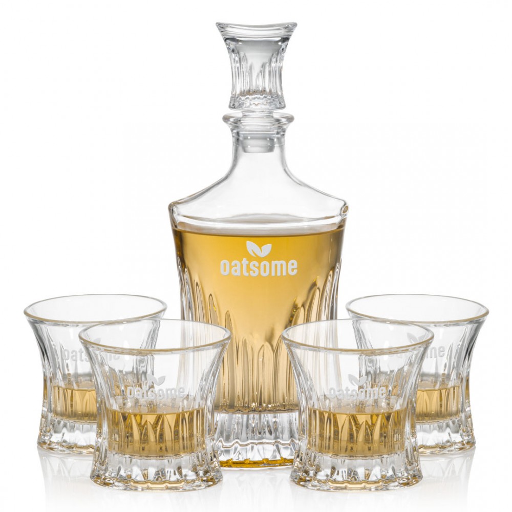 Langstaff Decanter & 4 On-the-Rocks with Logo