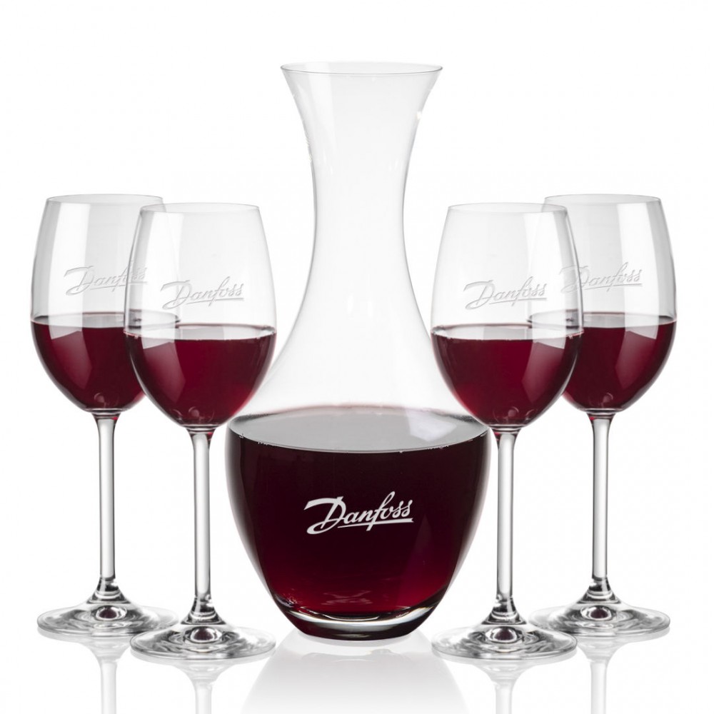 Oldham Carafe & 4 Naples Wine with Logo