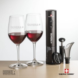 Swiss Force Opener & 2 RIEDEL Oenologue Wine with Logo