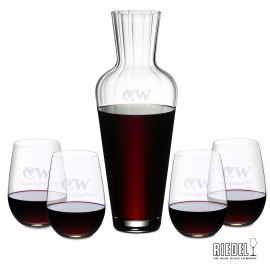 Custom RIEDEL Mosel Decanter & 4 Stemless Wine