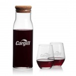 Aviston Carafe & 2 Mandelay Stemless Wine with Logo