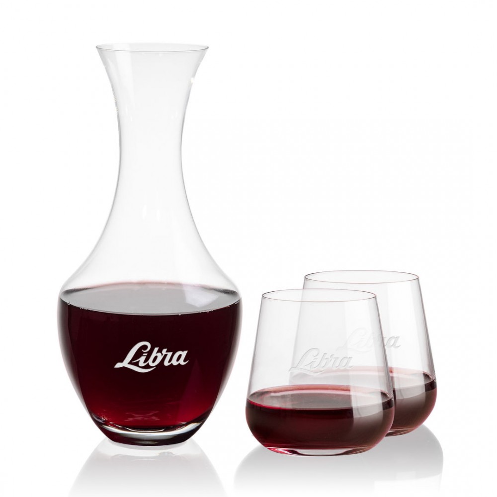 Oldham Carafe & 2 Howden Stemless with Logo