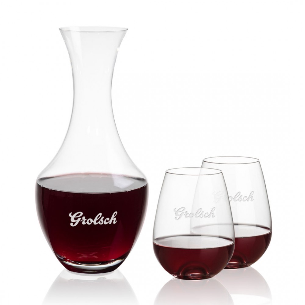 Oldham Carafe & 2 Edderton Stemless with Logo