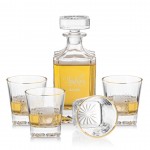 Logo Branded Santana Decanter & 4 Gold Rim On-the Rocks