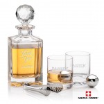 Bainbridge 3pc Decanter Set & S/S Ice Balls with Logo