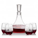 Ashby Decanter & 4 Stanford Stemless Wine with Logo