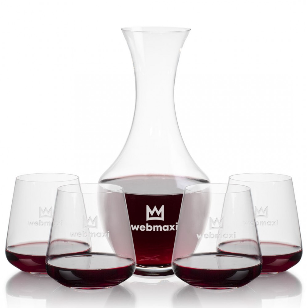 Logo Branded Oldham Carafe & 4 Breckland Stemless