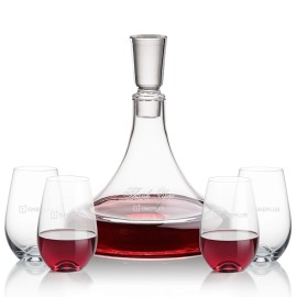 Personalized Ashby Decanter & 4 Boston Stemless Wine