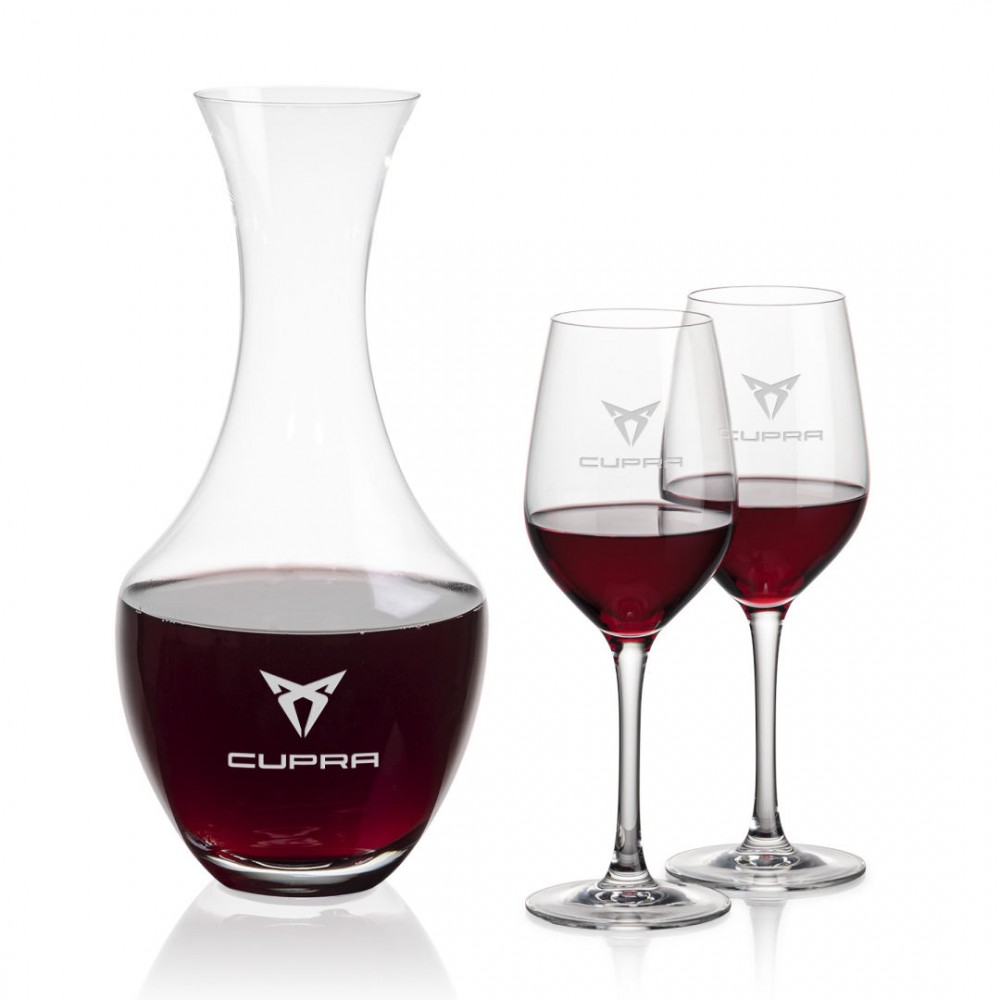 Oldham Carafe & 2 Lethbridge Wine with Logo