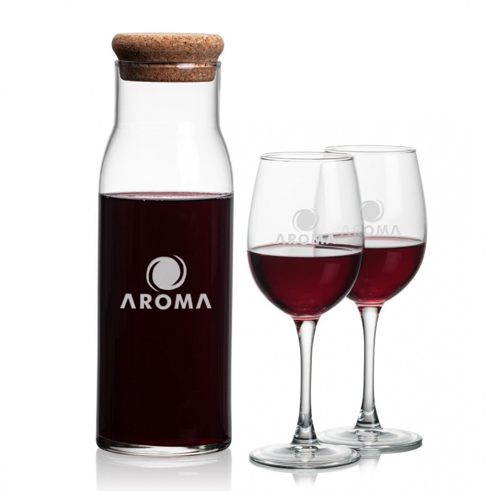 Aviston Carafe & 2 Connoisseur Wine with Logo