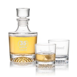 Buxton Decanter & 2 On-the-Rocks with Logo