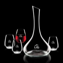 Celina Carafe & 4 Stemless Wine with Logo